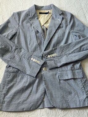 Polo by Ralph Lauren Women’s Blue & White Seersucker Blazer size 4